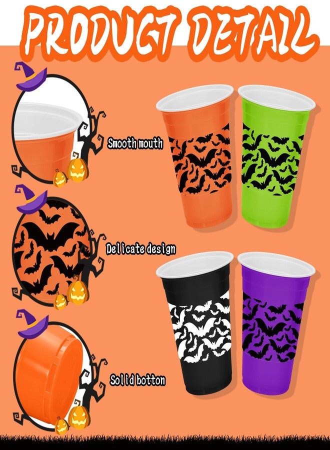 JarThenaAMCS مجموعة أكواب بلاستيكية من JarThenaAMCS، 60 قطعة، بتصميم خفاش أسود، مناسبة لحفلات الهالوين، سعة 16 أونصة، أكواب شرب للاستخدام مرة واحدة للمشروبات الساخنة والباردة، هدايا حفلات الأعياد، مستلزمات تزيين عشاء العائلة - Image 3